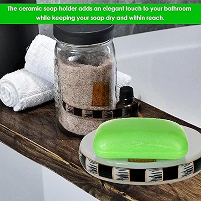 Premium Ceramic Check Texture Bathroom Accessories (Set Of 4)
