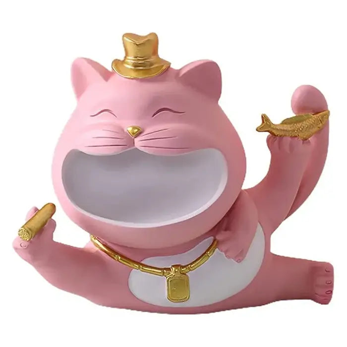 Resin Lucky Big Mouth Cats Storage Box