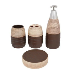 Round Lines Textured Bath Set (Set Of 4)