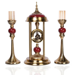Royal Metal Table Clock And Candle Stands