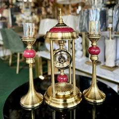 Royal Metal Table Clock And Candle Stands