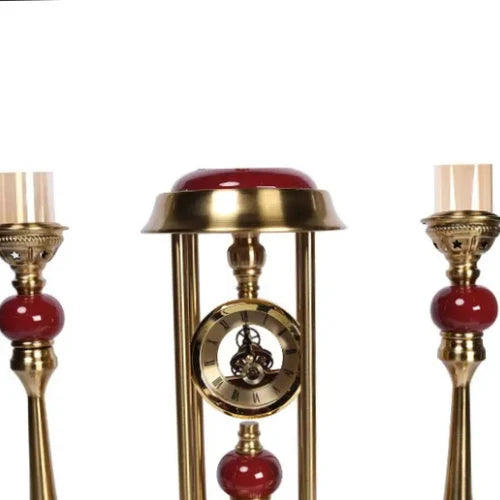 Royal Metal Table Clock And Candle Stands