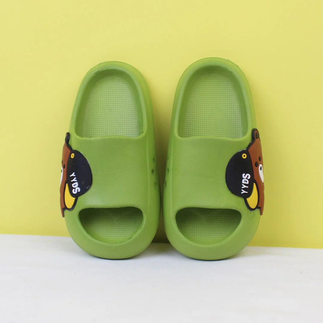 Dashing Green Bear Flat Slides