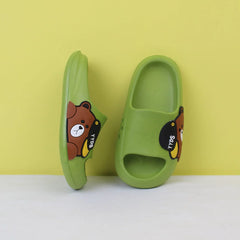 Dashing Green Bear Flat Slides