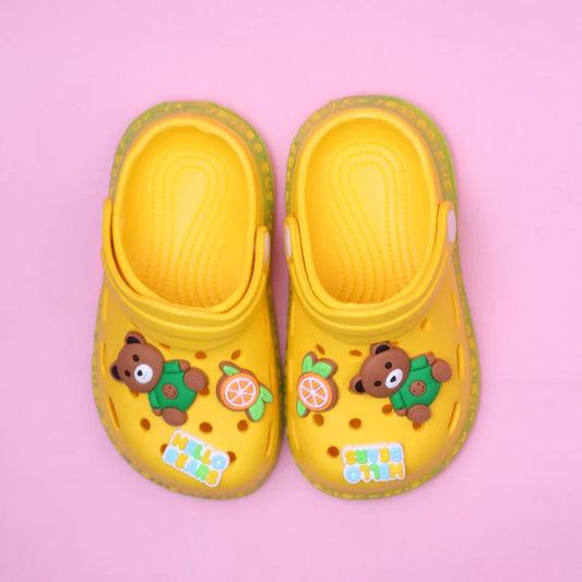 Attractive Yellow Hello Bears Kids Clogs