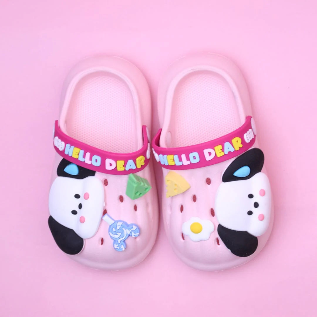 Cute Pink Hello Dear Kids Clogs