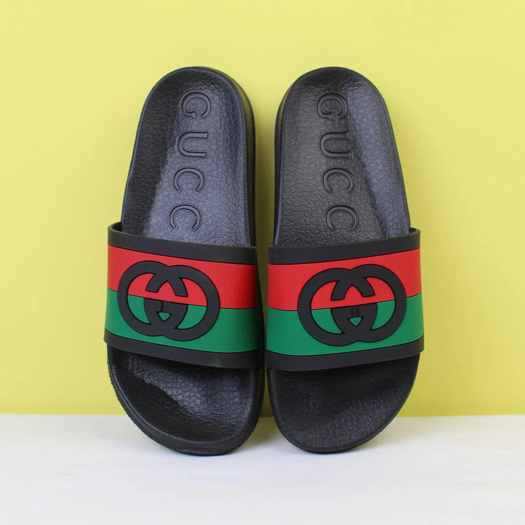 Attractive Black Themed Flat Slides