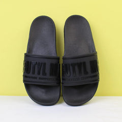 Attractive Black Themed Flat Slides