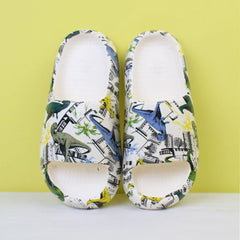 Attractive Off White Themed Flat Slides