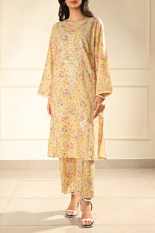 Embroidered Cotton Jacquard Stitched 2 Piece (Shirt/Trouser)