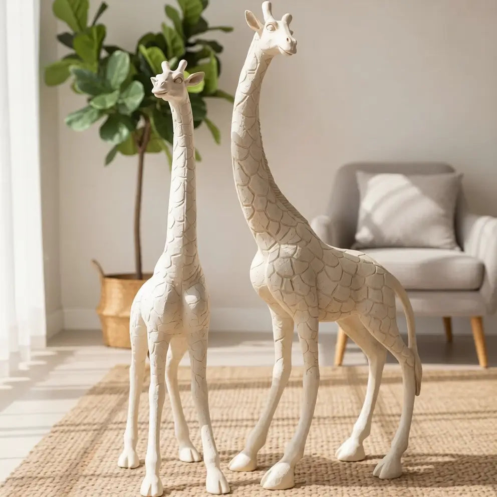 Serene Giraffe Sculptures Set (Set of 2)
