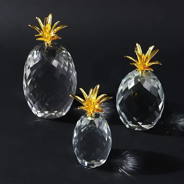 Elegant Crystal Pineapple Ornaments (Set Of 3)