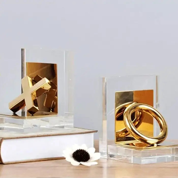 Stainless Steel Crystal Bookends