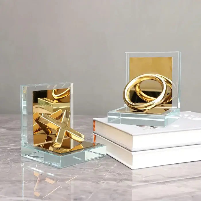 Stainless Steel Crystal Bookends