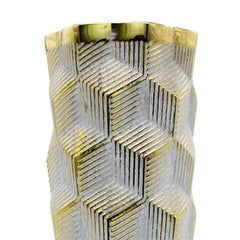 Tall Geometric Light Grey and Gold Vases (Set Of 2)