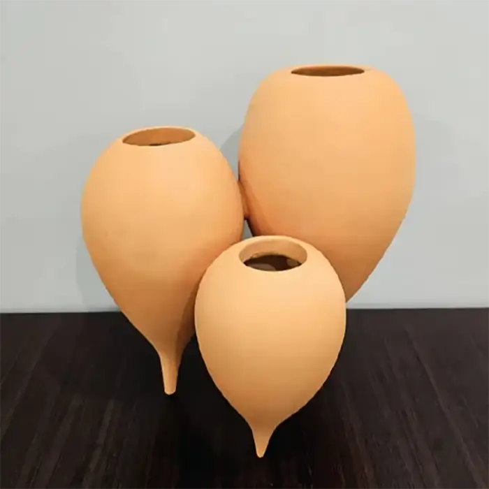 Terracotta Teardrop Vases Set