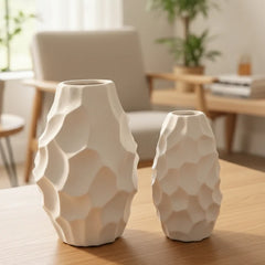 Textura Ivory Ceramic Vases (Set of 2)