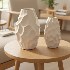 Textura Ivory Ceramic Vases (Set of 2)