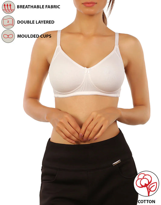 COTTON DOUBLE LAYERED WIRE-FREE BRA-WHITE