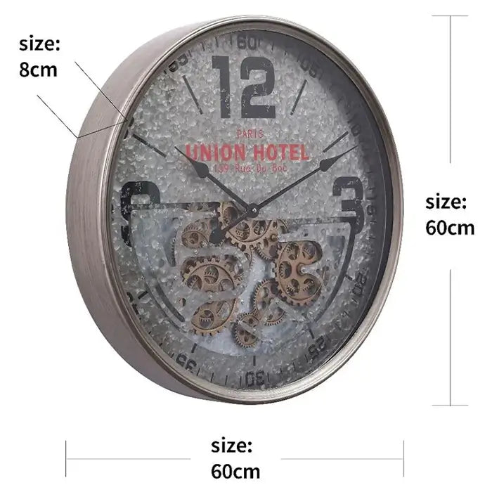 Vintage Moving Gears Retro Wall Clock