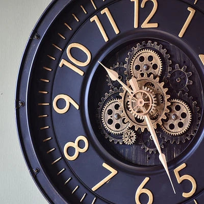 Vintage Styled Wall Clock With Moving Gears