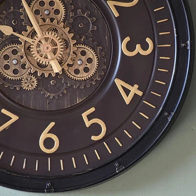 Vintage Styled Wall Clock With Moving Gears