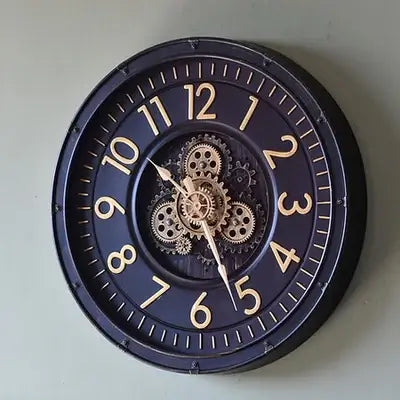 Vintage Styled Wall Clock With Moving Gears