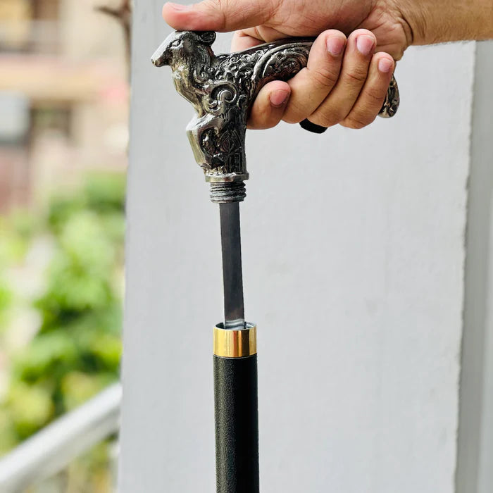 Lion Shaped Walking Cane With Hidden Sword