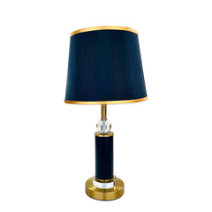 Cylindric Black & Gold Brass Table Lamp