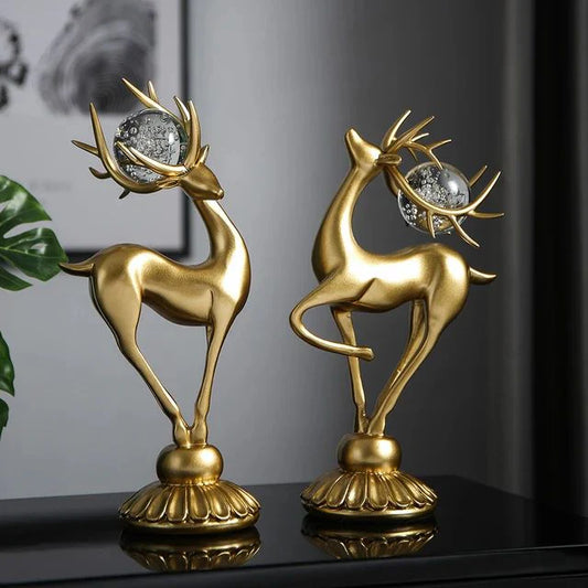 Resin Deer Statue Sculpture (Pair)