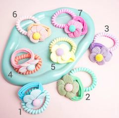 COLORED FLOWER - HAIR TIE SET OF 2