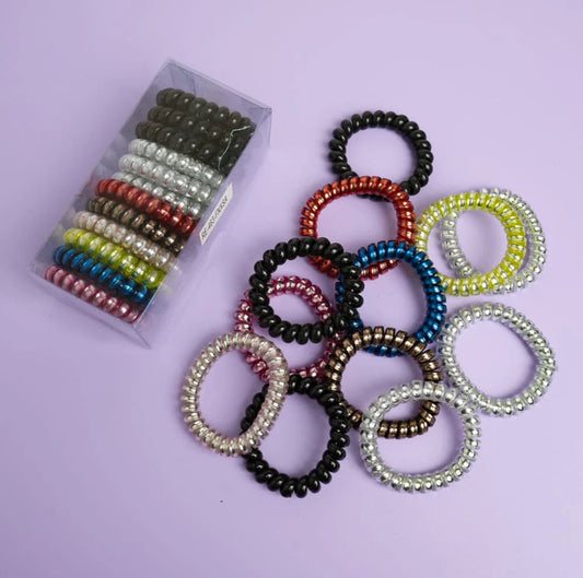 METALLIC - HAIR TIE SET OF 12