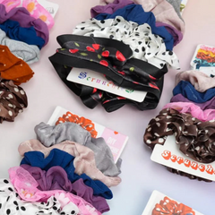 SILKY POLKA HAIR SCRUNCHIE - SET OF 6