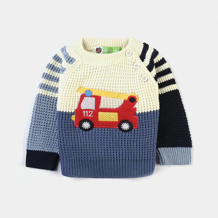 INFANT BOYS ACRYLIC SWEATER FIRE VAN-MULTI