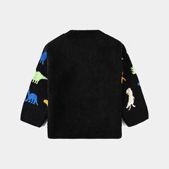 INFANT BOYS ACRYLIC SWEATER DINO FRIENDS-BLACK