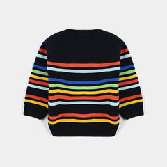 INFANT BOYS ACRYLIC SWEATER ROMAN STRIPES-BLACK