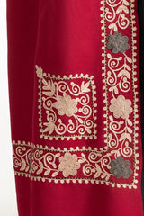 Red Blended Embroidered Scarf