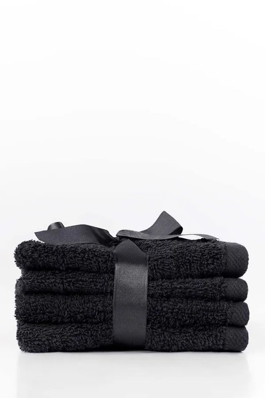 Black Combed 4Pcs Towel Set