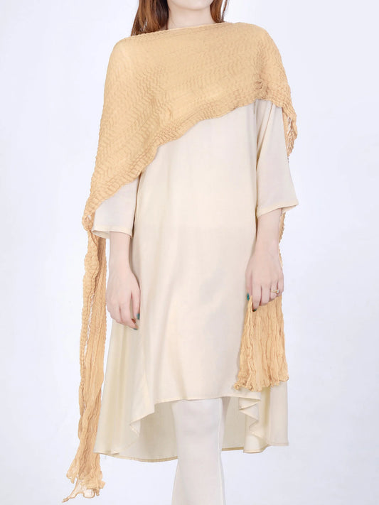 Crushed Dupatta - Skin