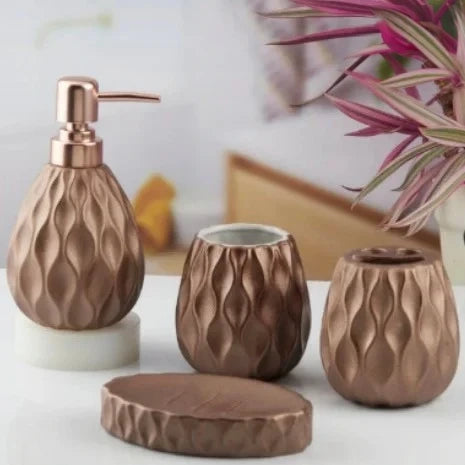 Ceramic Bathroom Set with Soap Dispenser (4 Pcs)