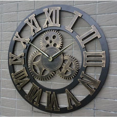 Copper Metal Moving Gears Wall Clock