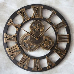 Copper Metal Moving Gears Wall Clock