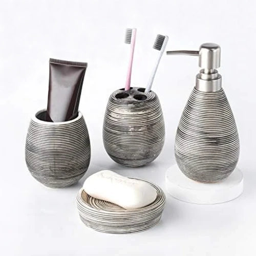 Black Textured Bathroom Set (4 Pcs)