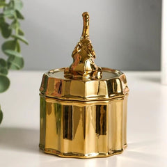 Golden Elephant Ceramic Storage Box Decor