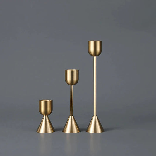 European Gold Candle holder (Set Of 3)