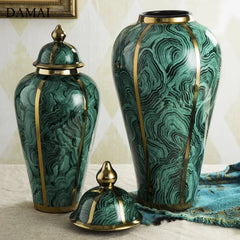 Classical Green Ripple Decorative Flowers Vases (Set of 2)