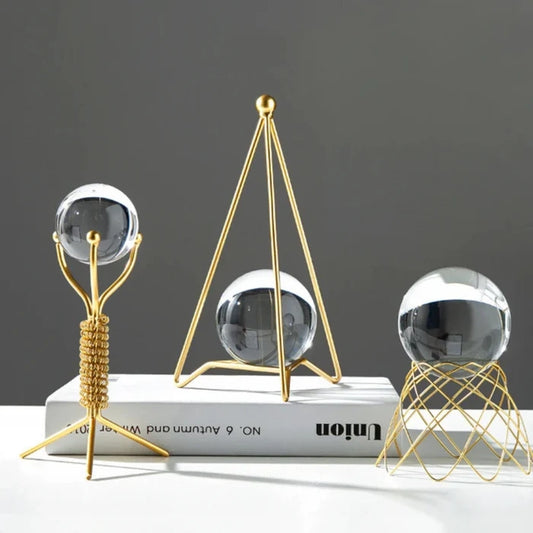 Metal Crystal Ball Figurines