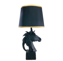 Matt Black Stallion Horse Lamp