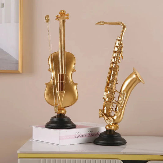 Retro Violin Musical Instrument Sculpture