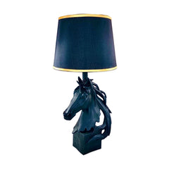 Matt Black Stallion Horse Lamp